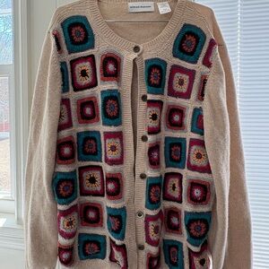 90s Patterned Cardigan Sweater